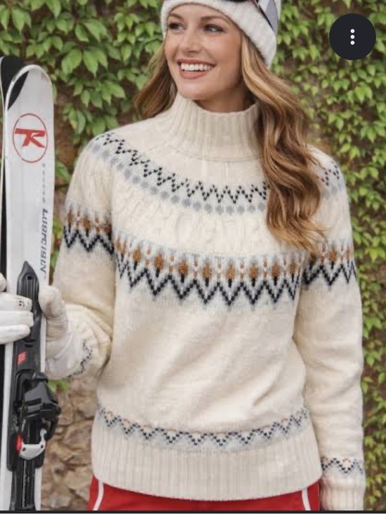 Artelier Nicole Miller Sweaters - Artelier Nicole Miller Fair Isle Cable Knit Mock Neck Sweater - Size Medium